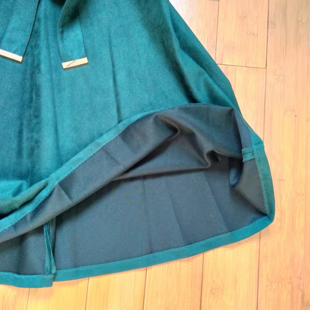 Calvin Klein NWT Faux Suede Green Midi Dress Size 8 A-Line Sleeveless Belted - Picture 3 of 15